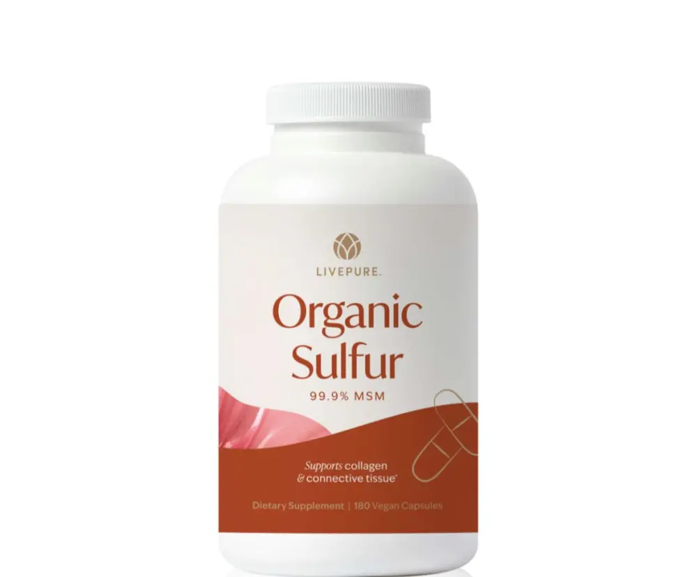 LivePure Organic Sulfur dietary supplement. 180 Capsules