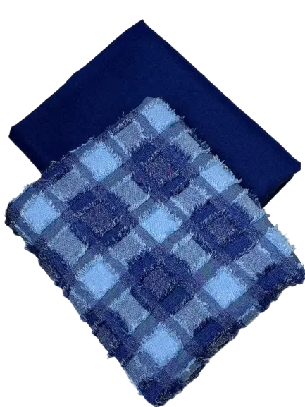 Blue Textured Fabric and a Solid Blue Cotton Fabric 2yards each