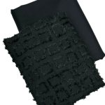 Green Textured Fabric and a solid black cotton material 2yards each