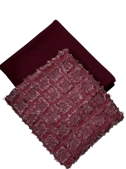 Wine textured fabric and a solid wine cotton material 2yards each