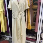 Cream Shirt-Style Midi Dress