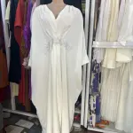 White Long Kaftan Dress designed to combine Luxury and Simplicity