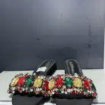 Gemstone-embellished strap slippers by Liliana