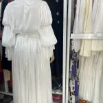 White Long-Sleeved evening Gown suitable for Formal occasions.