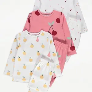 3-pack of girls' long-sleeve pyjamas 12month to 14years