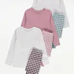 George Girls Gingham Long Sleeve Pyjamas 3 Pack. 12month to 14years