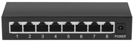 Generic, Unmanaged 8-Port 10/100/1000Mbps Gigabit Switch, a common type of network switch