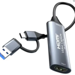 Generic 4K HDMI Video Capture card that connects via both USB Type-A and Type-C ports.