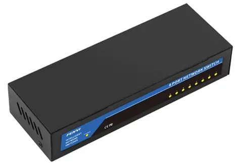 Generic, Unmanaged 8-Port 10/100/1000Mbps Gigabit Switch, a common type of network switch
