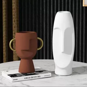 Abstract Faces Ceramic Vase