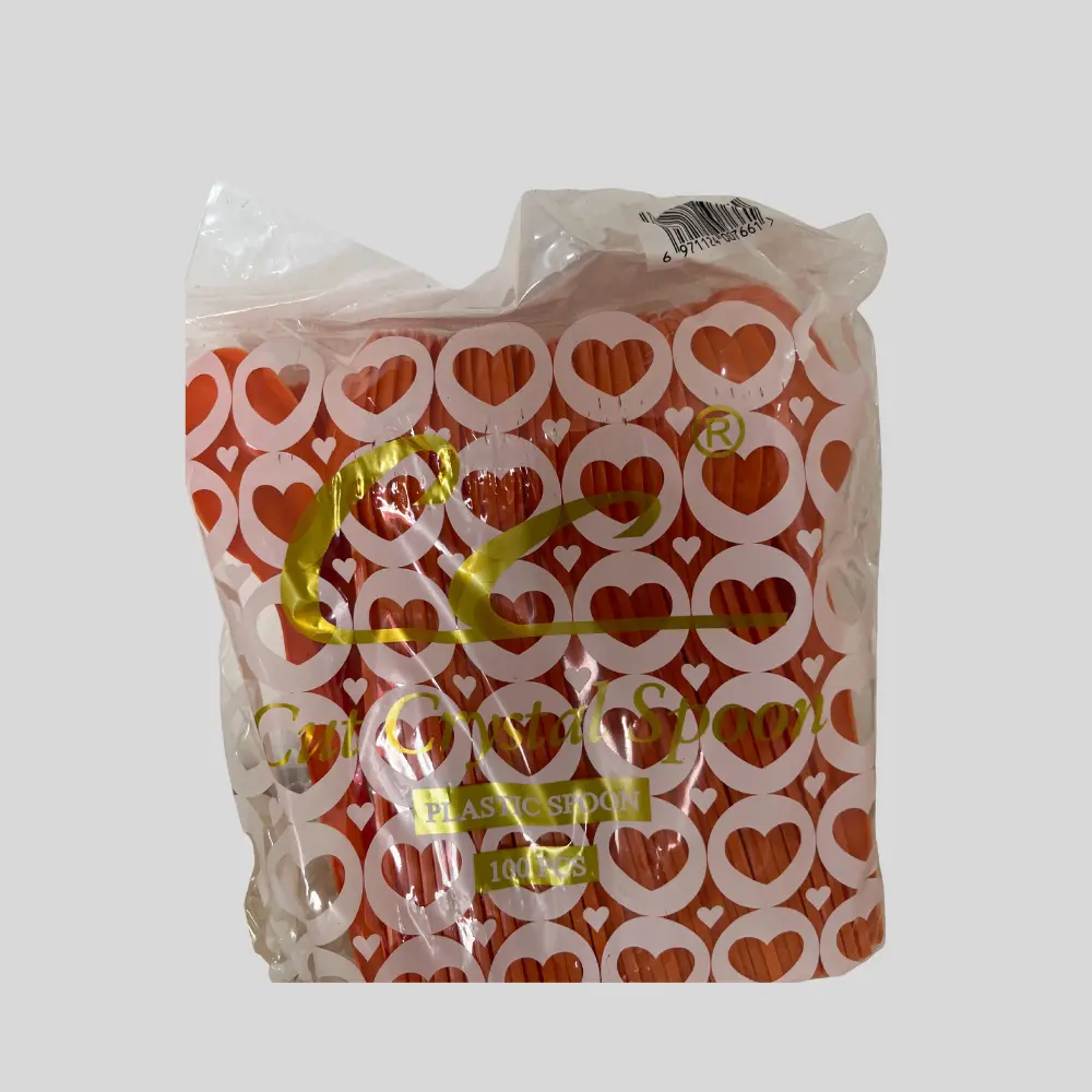 Disposable Plastic Spoons_Orange Colour-100PCS