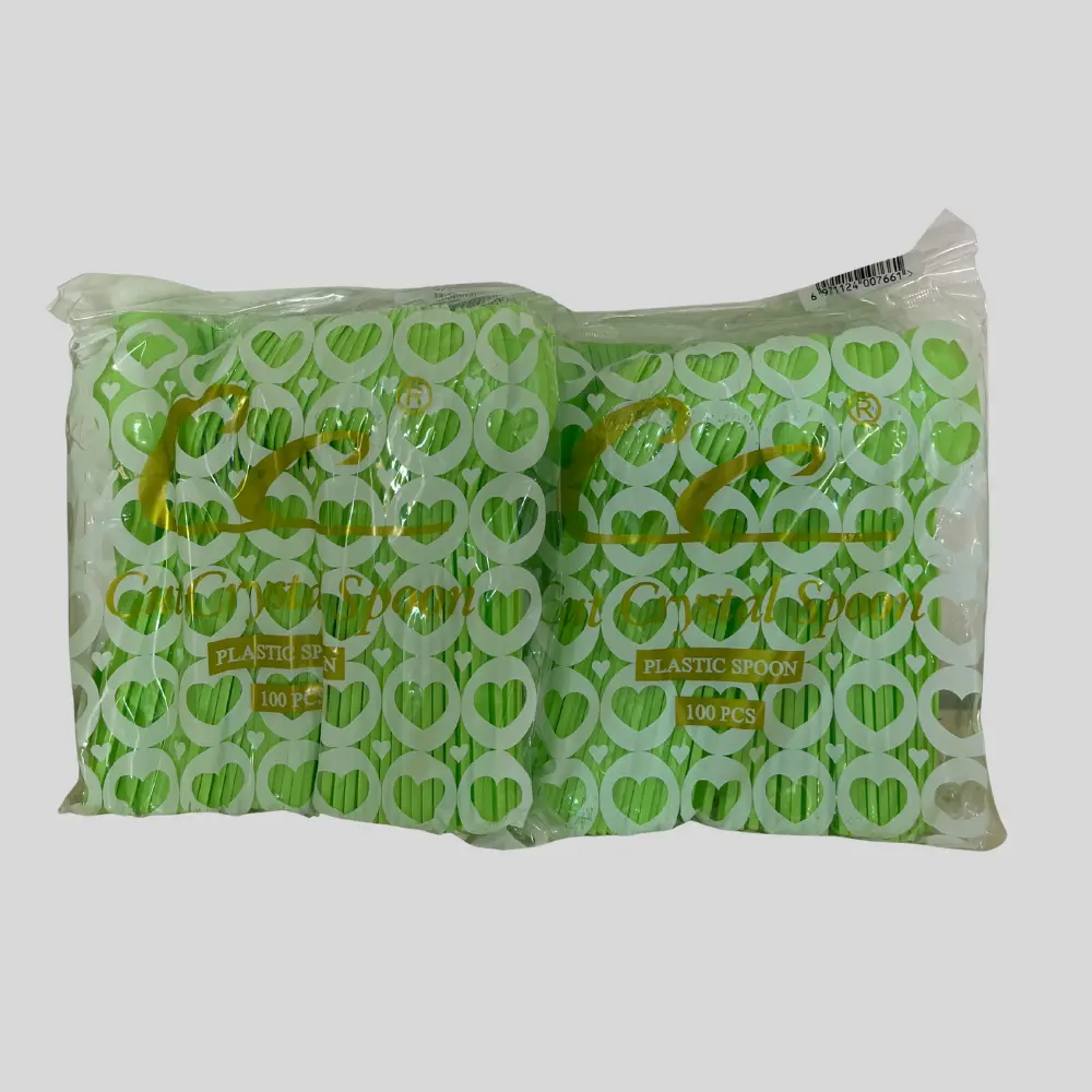 Disposable Plastic Spoons_Green Colour-100PCS