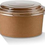 Long Disposable Round Kraft Paper Food Container with a Clear Plastic Lid 50pcs Long