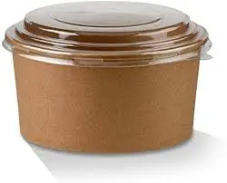 Long Disposable Round Kraft Paper Food Container with a Clear Plastic Lid 50pcs Long