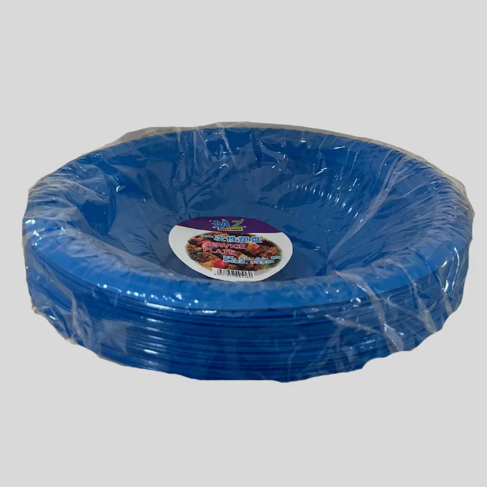 Plastic Blue Disposable Serving Plate 20Pcs