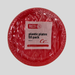 50 red disposable plastic plates 230mm 50pcs