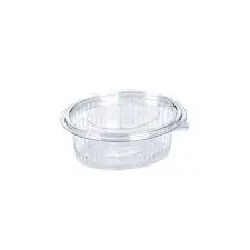 Oval Plastic Food Container with a Hinged Lid for Sauces, Salads 100psc