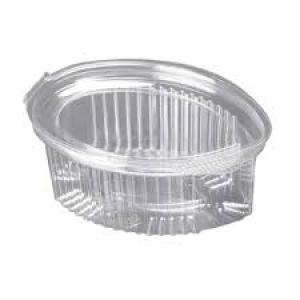Oval Plastic Food Container with a Hinged Lid for Sauces, Salads 100psc