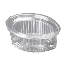 Oval Plastic Food Container with a Hinged Lid for Sauces, Salads 100psc