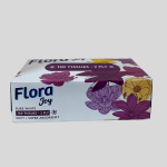 Flora Joy Facial Tissue box, 150 2-ply tissues.