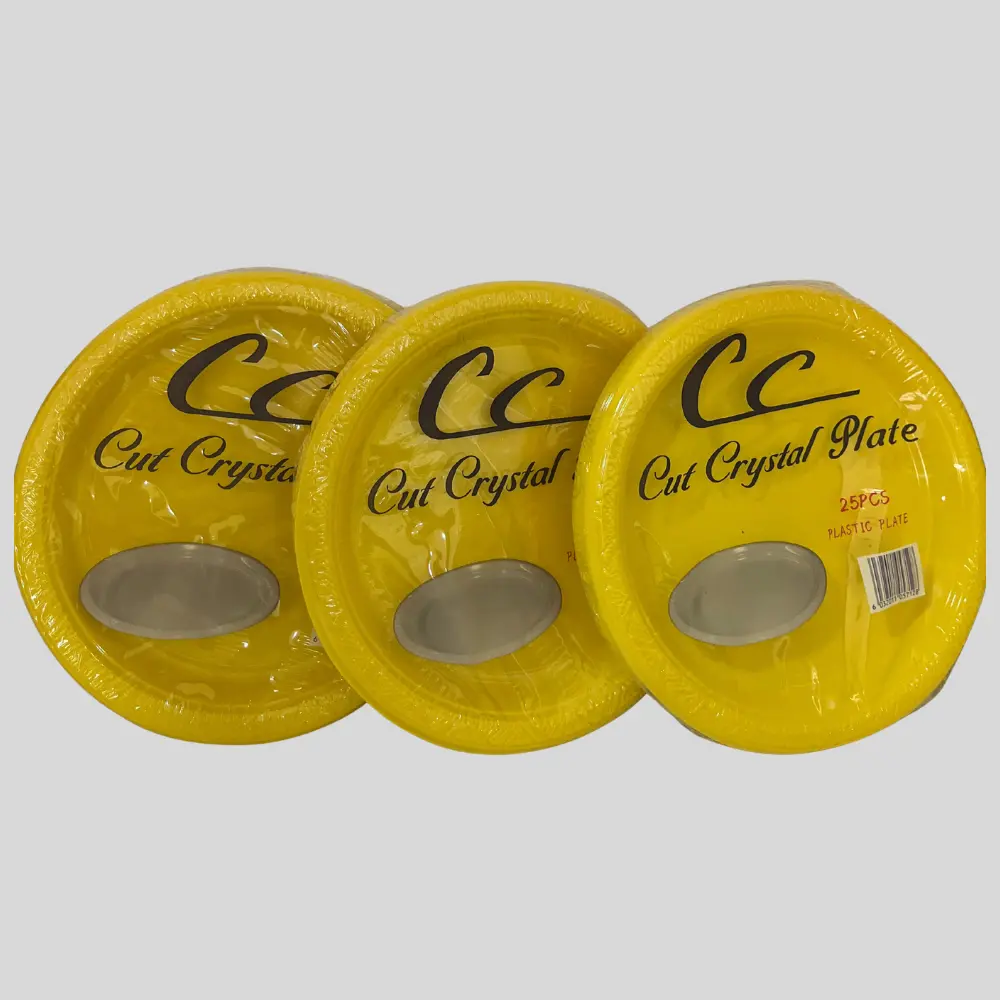 CC Cut Crystal Plastic Plates 25Pcs