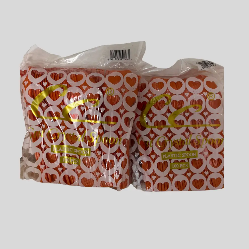 Disposable Plastic Spoons_Orange Colour-100PCS