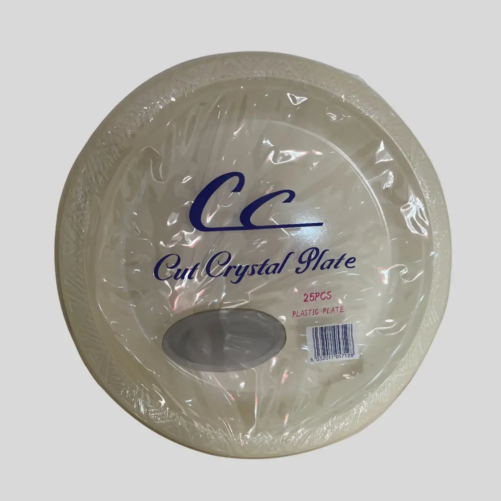 CC Cut Crystal Plastic Plates 25Pcs