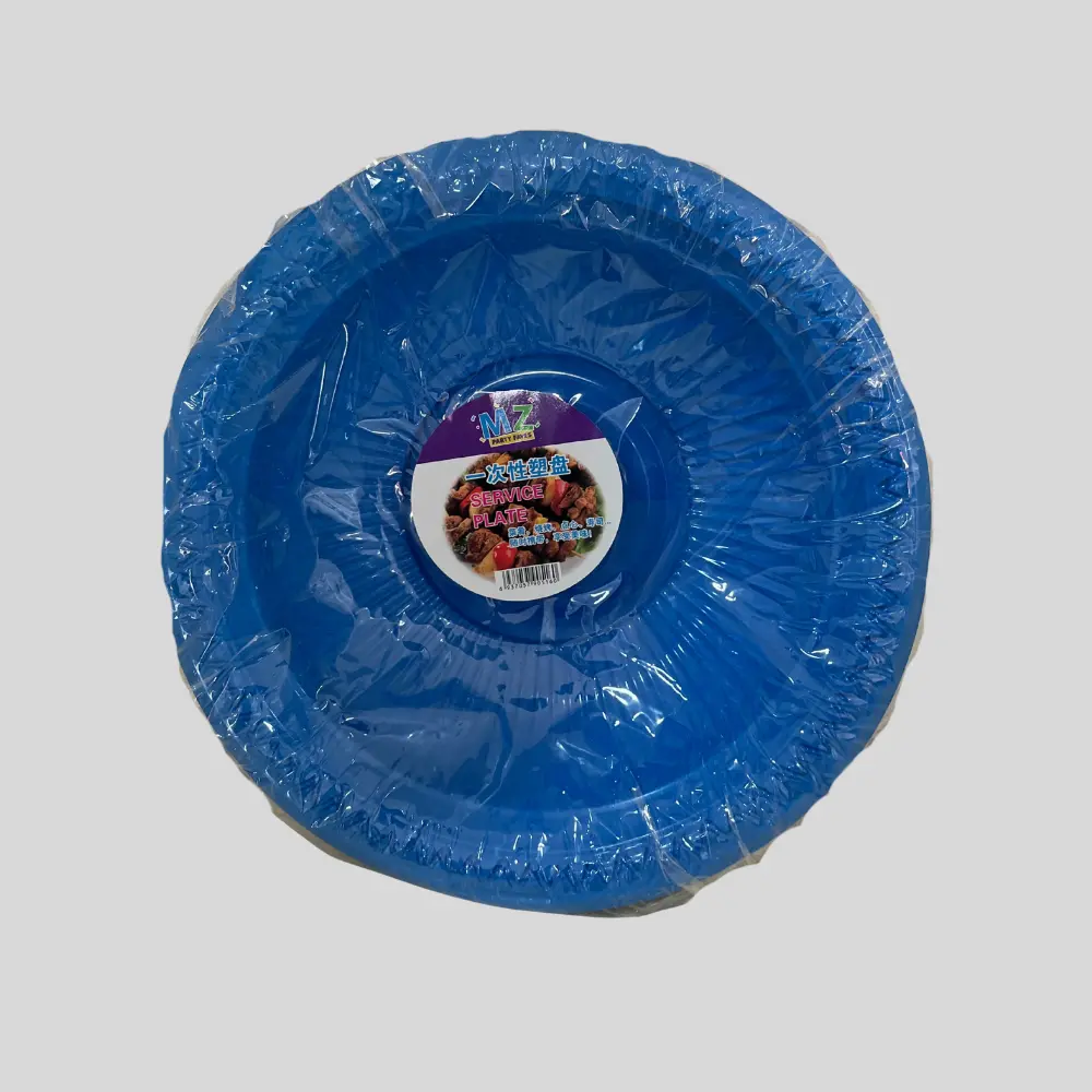 Plastic Blue Disposable Serving Plate 20Pcs