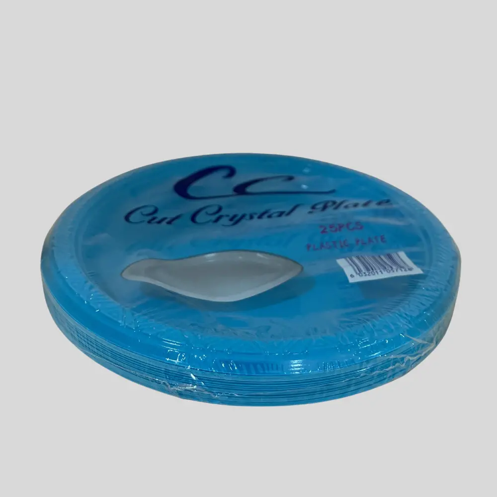 CC Cut Crystal Plastic Plates 25Pcs