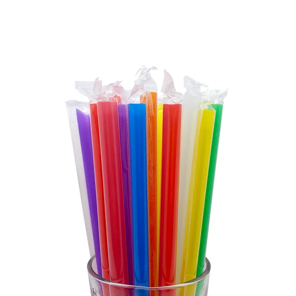 Smoothie Straw Boba Fat Plastic Individual Wrapped Large Milkshake Colored Big Bubble Tea Straws for Boba Tea Smoothie Milkshake