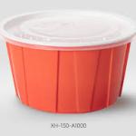 Disposable PP Plastic Round Fast Food Bowl with Lid Red & White for Soup Noodle Takeaway Packaging 50Pcs