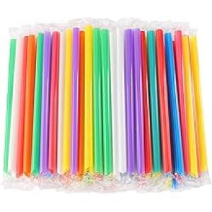 Smoothie, Milkshake Plastic Large Colored Big Bubble Straw 100 Pieces
