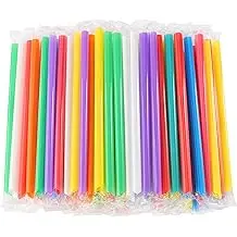 Smoothie Straw Boba Fat Plastic Individual Wrapped Large Milkshake Colored Big Bubble Tea Straws for Boba Tea Smoothie Milkshake