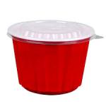 Disposable PP Plastic Round Fast Food Bowl with Lid Red & White for Soup Noodle Takeaway Packaging 50Pcs