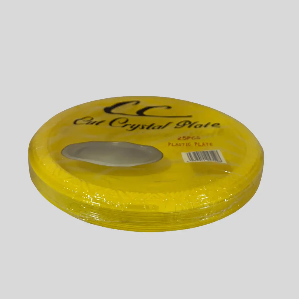 CC Cut Crystal Plastic Plates 25Pcs