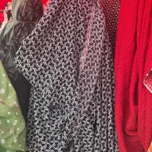 Thrift Black and White Geometric Print Material Double Length