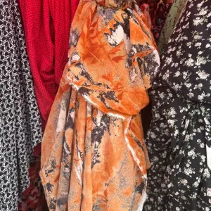 Orange and Black Patterned Adire Material