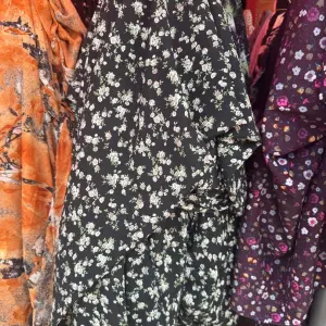 Thrift Black Floral Fabric Double Length