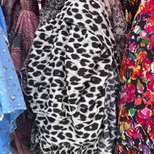 Thrift Black and White Leopard Print Fabric Double Length