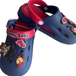 navy blue and red kids' clogs