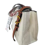 Zara Cream and Brown Mini Tote Bag