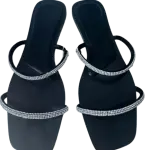 Square-Toe Black Sandals