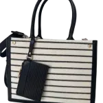 Aldo DASPIAS striped tote bag with a pouch, in a black combo color.