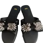 black Zara slide sandals