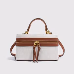 Zara Rigid Box Bag in a Vintage-inspired Satchel with shape and contrasting textures.