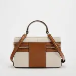 Zara Rigid Box Bag in a Vintage-inspired Satchel with shape and contrasting textures.