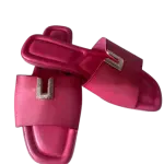 Pink Leather Slide Sandals