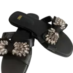 black Zara slide sandals