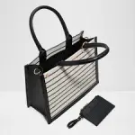 Aldo DASPIAS striped tote bag with a pouch, in a black combo color.