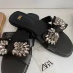 black Zara slide sandals